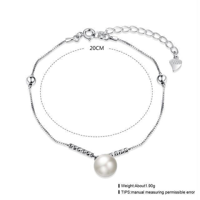 Women Pure 925 Sterling Silver Fresh Water Pearl Charm Bracelet-925 silver 1-JadeMoghul Inc.