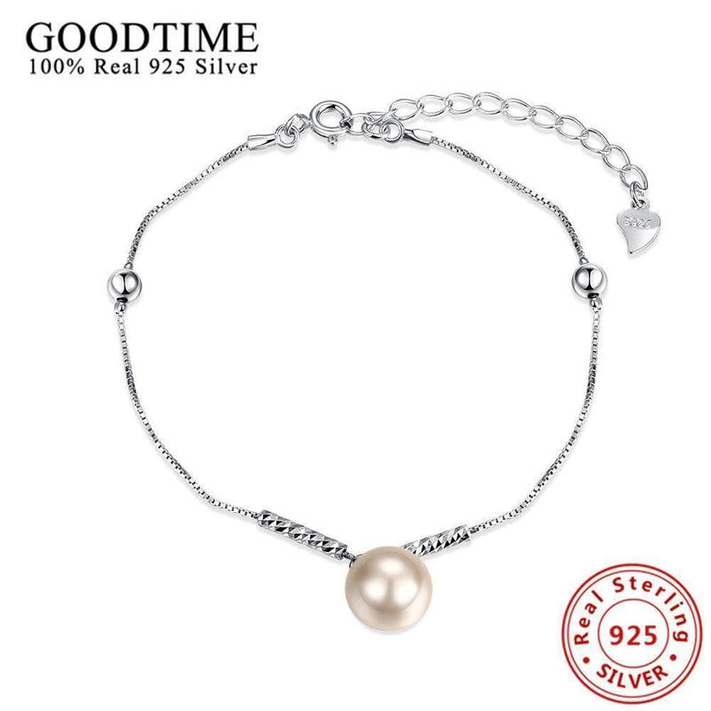 Women Pure 925 Sterling Silver Fresh Water Pearl Charm Bracelet-925 silver-JadeMoghul Inc.