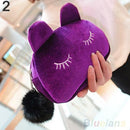 Women Purse Children's Kids Bag Cartoon Cat Makeup Flannel Pouch Cosmetic Bag monedero gato 9IF7-Burgundy-JadeMoghul Inc.