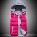 Women Quilted Sleeveless Hoodie-rose red-S-JadeMoghul Inc.