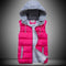 Women Quilted Sleeveless Hoodie-rose red-S-JadeMoghul Inc.