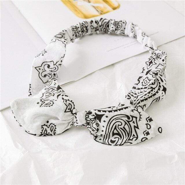 Women Rabbit Ear Print Headbands Retro Hair Accessories Knotted Turban Bandage Bandanas Hairband Headwrap Hair Bands AExp