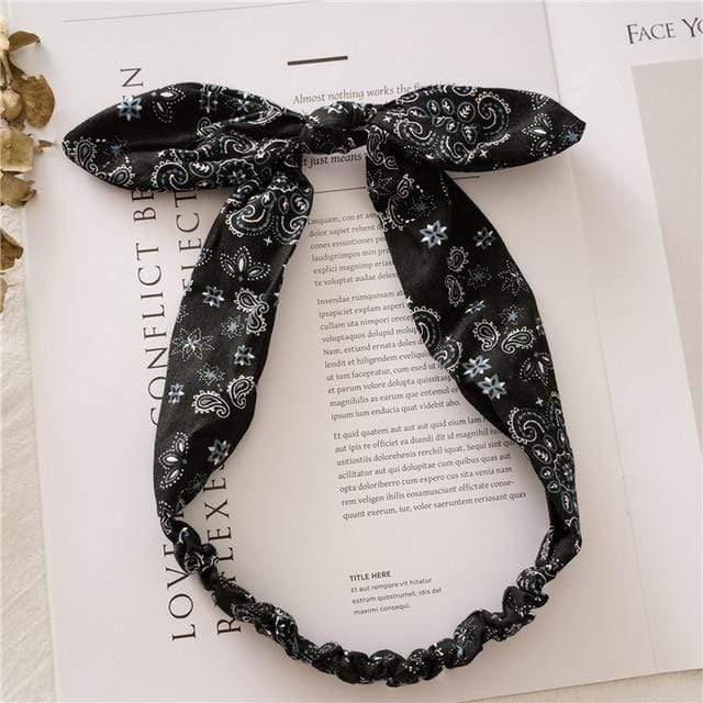 Women Rabbit Ear Print Headbands Retro Hair Accessories Knotted Turban Bandage Bandanas Hairband Headwrap Hair Bands JadeMoghul Inc. 