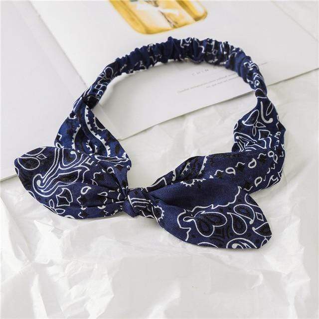 Women Rabbit Ear Print Headbands Retro Hair Accessories Knotted Turban Bandage Bandanas Hairband Headwrap Hair Bands JadeMoghul Inc. 