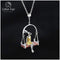 Women Real 925 Sterling Silver Natural Mother of Pearl Handmade Rabbit On Swing Pendant