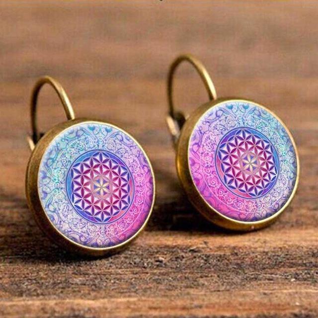 Women Retro Colorful Enamel Mandala Earrings