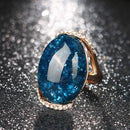 Women Rose Gold Acrylic Stone Cocktail Ring-7-Blue-Rose Gold Color-JadeMoghul Inc.