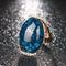 Women Rose Gold Acrylic Stone Cocktail Ring-7-Blue-Rose Gold Color-JadeMoghul Inc.