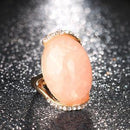 Women Rose Gold Acrylic Stone Cocktail Ring-7-Pink-Rose Gold Color-JadeMoghul Inc.