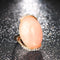 Women Rose Gold Acrylic Stone Cocktail Ring-7-Pink-Rose Gold Color-JadeMoghul Inc.