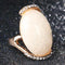Women Rose Gold Acrylic Stone Cocktail Ring-7-White-Rose Gold Color-JadeMoghul Inc.