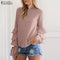 Women Ruffled Full Sleeves Chiffon Shirt Top-Pink-S-JadeMoghul Inc.