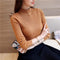 Women Ruffled Sleeve And Neck Solid Sweater Top