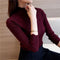 Women Ruffled Sleeve And Neck Solid Sweater Top-purple red-M-JadeMoghul Inc.