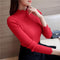 Women Ruffled Sleeve And Neck Solid Sweater Top-red-M-JadeMoghul Inc.