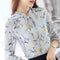 Women's  Chiffon Long Sleeved Floral Shirt Top With Ruffled Collar
