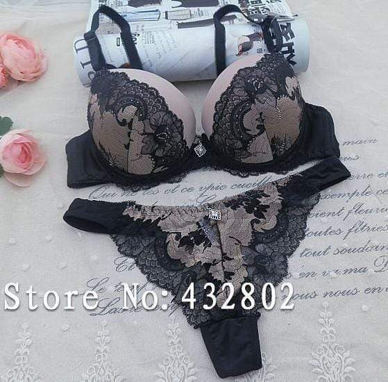 Women's Lingerie  Padded Push Up Bra And Lace Panties Set AExp