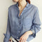 Women's Long Sleeved Shirt Top With Turn Down Collar
