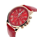 Women's Roman Numeral Coloured Leather Quartz Watch