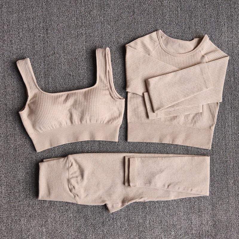 Women's Sportswear Yoga Set Workout Clothes Athletic Wear Sports Gym Legging Seamless Fitness Bra Crop Top Long Sleeve Yoga Suit JadeMoghul Inc. 