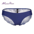 Women Seamless Cotton Breathable Lace Panties-Azure blue-L-JadeMoghul Inc.