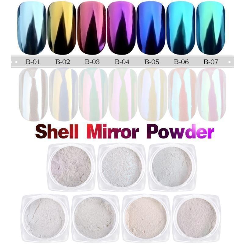 Women Shell Mirror Nail Powder Pigment-B01-JadeMoghul Inc.