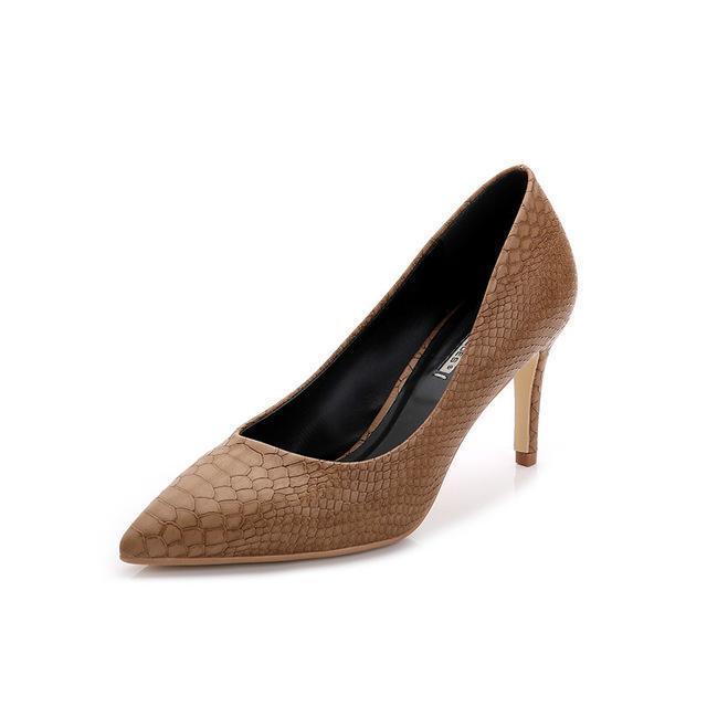 Women Shoes High Heels leather dress pumps shoe Ladies Pointed Toe Elegant Work Blue Pumps Genuine Leather shoes womens Fletiter-BROWN-35-JadeMoghul Inc.