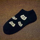 Women Short Ankle Length Cat Print Cotton Socks-ws65-One Size-JadeMoghul Inc.