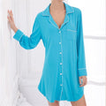 Women silk Button Down front Sleep Shirt In Solid Colors-As Shouw 1-M-JadeMoghul Inc.