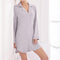 Women silk Button Down front Sleep Shirt In Solid Colors-Gray-M-JadeMoghul Inc.