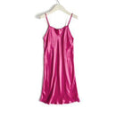 Women Silk Sleeveless Night Gown In Solid Colors-Deep Rose Red-One Size-JadeMoghul Inc.