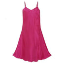 Women Silk Thin Strap Night Gown In Solid Colors-Rose red-S-JadeMoghul Inc.