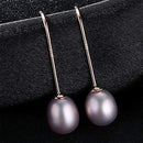 Women Simple Ear Hook 925 Sterling Silver Fresh Water Pearl Drop Earrings