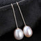 Women Simple Ear Hook 925 Sterling Silver Fresh Water Pearl Drop Earrings