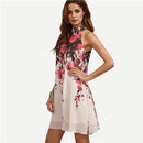 Women Sleeveless Chiffon Floral Print Summer Dress-Multi-XS-JadeMoghul Inc.