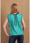 Women Sleeveless Chiffon Shirt Top With bow Decoration At The Back-CGreen-L-JadeMoghul Inc.