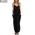 Women Sleeveless Maxi Summer Dress In Solid Colors-Black-XS-JadeMoghul Inc.