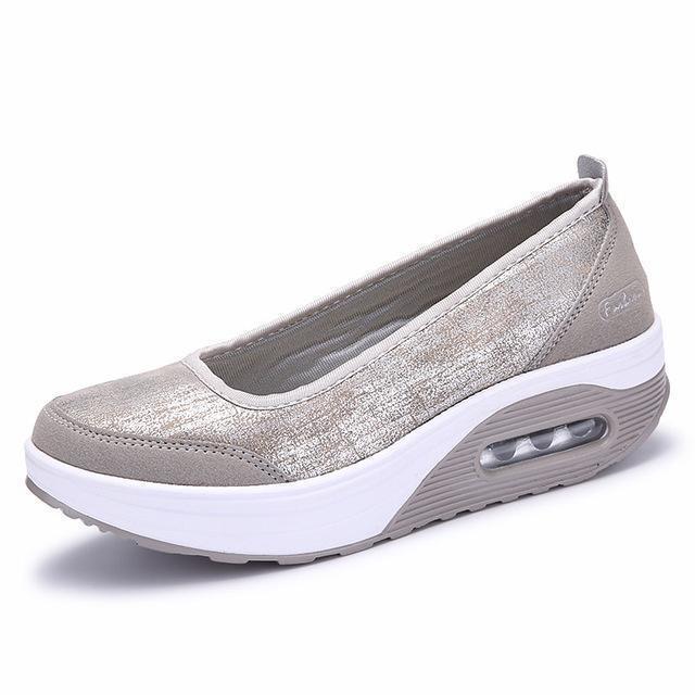 Women Slip On Platform Loafers /Walking Shoes-001 grey-6-JadeMoghul Inc.