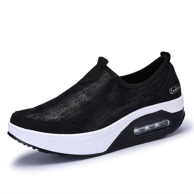 Women Slip On Platform Loafers /Walking Shoes-003 black-6-JadeMoghul Inc.