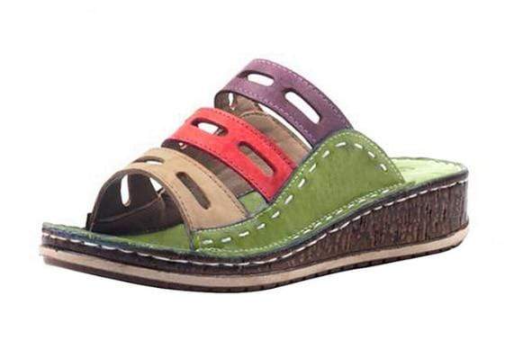 Women Slippers Mixed Color Shoes Hollow Wedges Platform Flat Sole Beach Mules Ladies Slides Party Sandals Zapatos Mujer JadeMoghul Inc. 