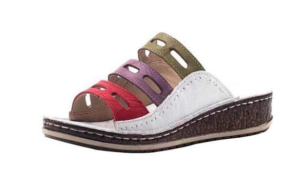 Women Slippers Mixed Color Shoes Hollow Wedges Platform Flat Sole Beach Mules Ladies Slides Party Sandals Zapatos Mujer JadeMoghul Inc. 