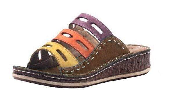 Women Slippers Mixed Color Shoes Hollow Wedges Platform Flat Sole Beach Mules Ladies Slides Party Sandals Zapatos Mujer JadeMoghul Inc. 