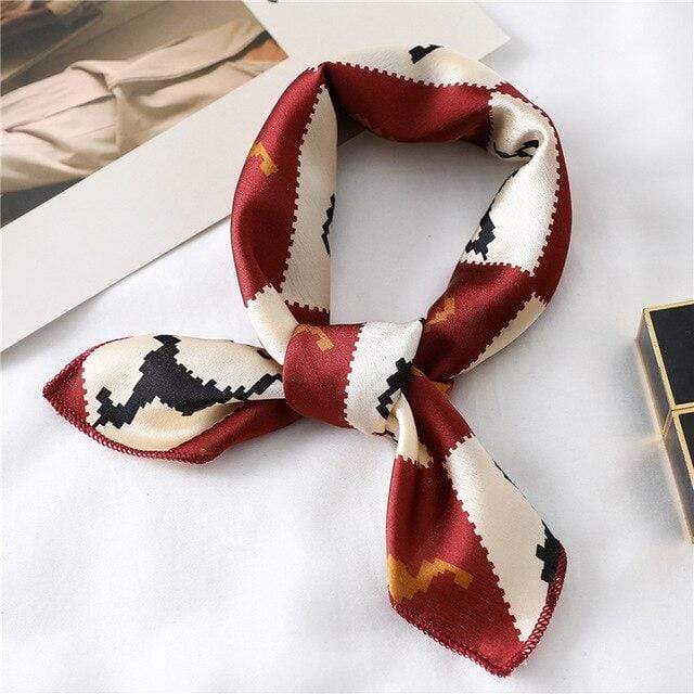 Women Small Satin Silk Scarf Square Print Wrap Foulard Femme Handkerchief Bandana Neck Hair Skinny Tie Scarves Shawls AExp