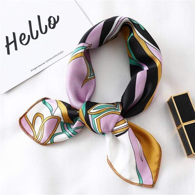 Women Small Satin Silk Scarf Square Print Wrap Foulard Femme Handkerchief Bandana Neck Hair Skinny Tie Scarves Shawls AExp