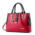 Women Smart Color Block Handbag With Metal Buckle And Charm Detailing