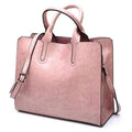 Women Smart Oil wax PU Leather Office Bag With Interior Storage Compartments