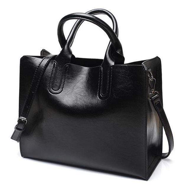 Women Smart Oil wax PU Leather Office Bag With Interior Storage Compartments