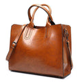 Women Smart Oil wax PU Leather Office Bag With Interior Storage Compartments