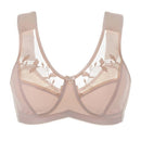 Women Soft Cups Embroidered Wire Free Full Coverage Minimizer Bra