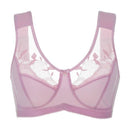Women Soft Cups Embroidered Wire Free Full Coverage Minimizer Bra